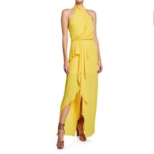 Halston Mock Neck Yellow Dress (Size 4 / Small)